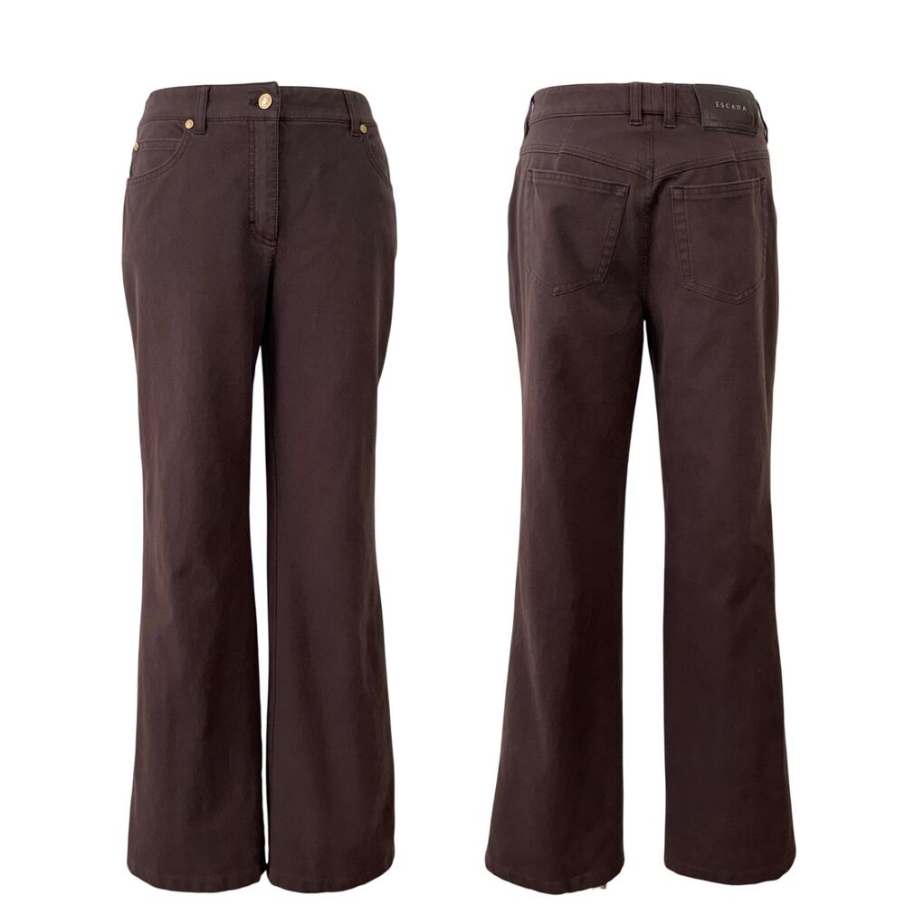 Escada Stretch Denim Wide Leg Pants Jeans Brown Size 38 (US 8)